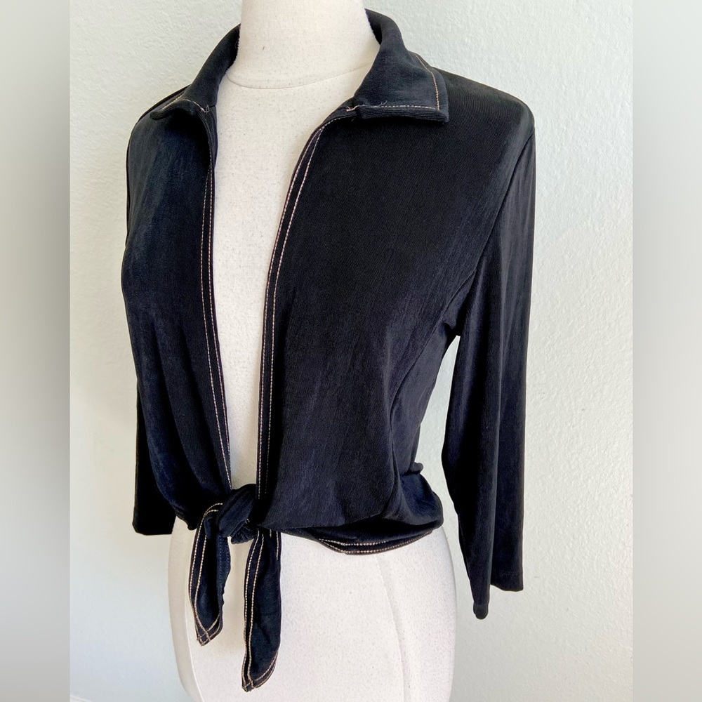 NWT Chico’s Nicky Tied Up Black Sweater Wrap Size S-M Stretch